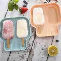 2 Cavities BPA Free Silicone Fruit Pop Ice Cream Stick Maker Tray Dry Popsicle Ice Cream Mold