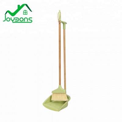 High Quality Eco-friendly household cleaning broom and dustpan set, with bamboo handle